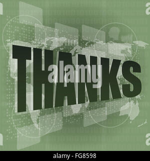 Thank you - thanks word on digital screen - social Stock Photo