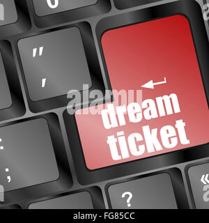 dream ticket button showing concept of idea on keyboard, creativity and success Stock Photo