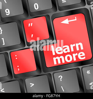 Close up view on conceptual keyboard - red learn more key Stock Photo