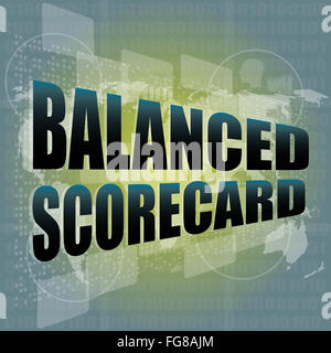 words balanced scorecard on digital screen, business concept Stock Photo