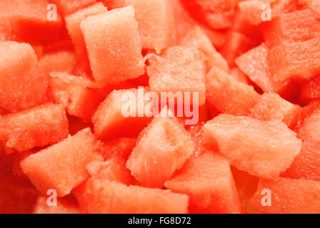 Close Up of Diced Fresh Ripe Watermelon Stock Photo