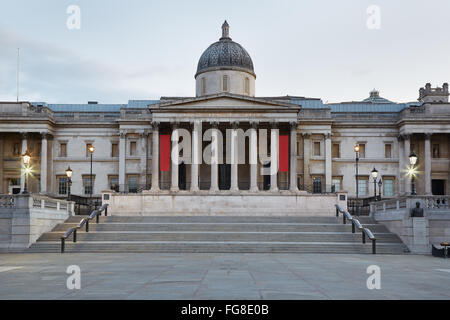 The National Gallery building in the early morning in London, nobody Stock Photo