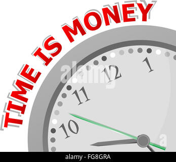 Time is money, isolated clock with money time icon Stock Photo