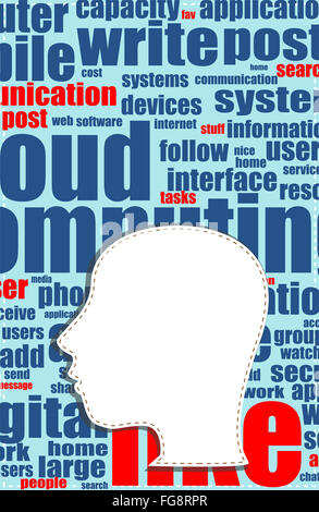 Word cloud business concept outside of head shape, career Stock Photo