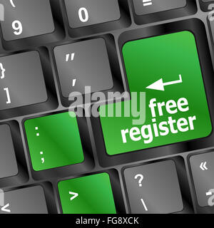 free register computer key showing internet concept Stock Photo