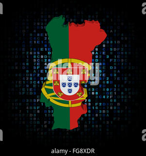 Portugal map flag on hex code illustration Stock Photo