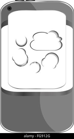 Mobile phone with a cloudy sky on the screen. 3d image Stock Photo