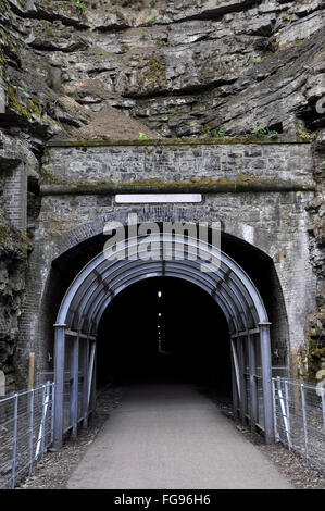 Headstone tunnel on the Monsal trail in the Peak District, Derbyshire. One of many tunnels opened as a walking and cycling route Stock Photo