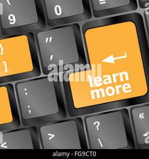 Close up view on conceptual keyboard - red learn more key Stock Photo