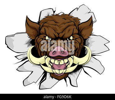 Muscle Razorback Cartoon Boar razorback warthog animal sports mascot showing off his biceps and ...