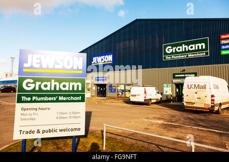 Jewson Jewsons trade supplies supplier Graham plumbers merchant sign industrial estate Louth Lincolnshire UK England GB Stock Photo
