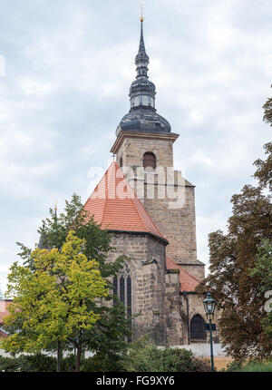 Franciscan monastery and Church of Assumption of Blessed Virgin Mary in Pilsen, Czech Republic. View from Safarikovy Sady park Stock Photo