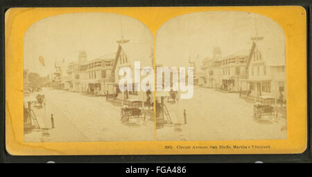 Circuit Avenue, Oak Bluffs, Martha's Vineyard, by Kilburn Brothers Stock Photo