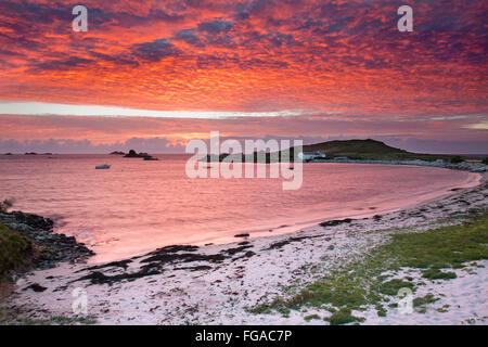 Bryher; Sunset from Great Par Beach; Isles of Scilly; UK Stock Photo