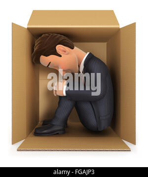 3d man with cardboard box isolated on white background Stock Photo - Alamy