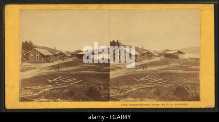 Rail Road Crossings, Alton Bay, N.H, by Clifford, D. A., d. 1889 Stock Photo