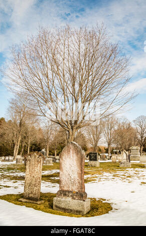 early American gravestones and cemetery  covered in snow Stock Photo