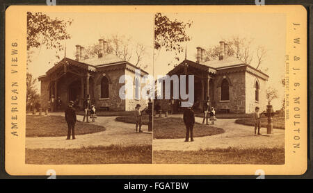 This photograph from the Robert N. Dennis collection depicts the Sedgeley Guard House in Fairmount Park, Philadelphia, showcasing its architecture and park setting. Stock Photo