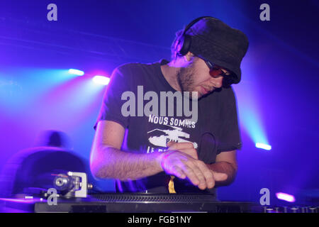 Chemical Brothers performing a DJ set at the Dance Tent, Glastonbury Festival 2005. Somerset, England, United Kingdom. Stock Photo