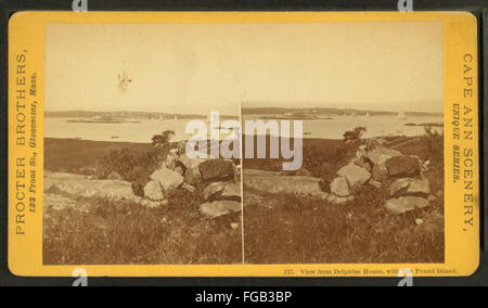 View from Delphine hosue with Ten Pound Island, by Procter Brothers Stock Photo