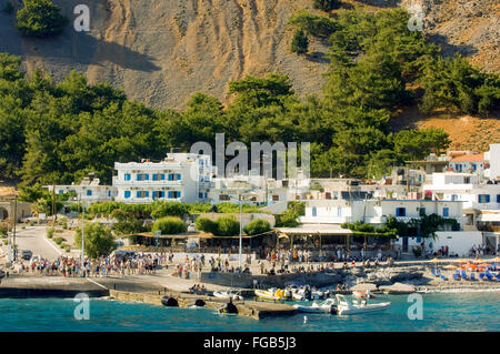 Griechenland, Kreta,  Agios Rumeli, Ort mit vielen Tavernen für die Wanderer der Samaria-Schlucht Stock Photo