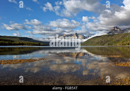 ID00304-00...IDAHO - Clouds over Grand Mogul and Heyburn Mountain from Redfish Lake in the Sawtooth National Recreation Area. Stock Photo