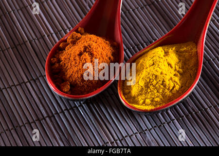 A macro image of a selection of spices used in the production of middle eastern cuisine Stock Photo