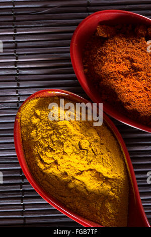 A macro image of a selection of spices used in the production of middle eastern cuisine Stock Photo