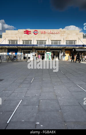 Wimbledon train and tube station in SW London, UK Stock Photo