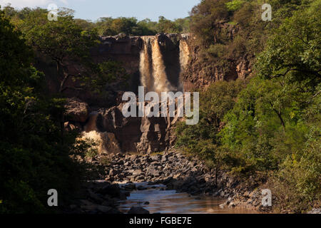 A waterfall cascading over a cliff in Ethiopia, Africa. Stock Photo