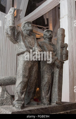 Salt statue of miners at Wieliczka Salt mines,Krakow,Poland,Europe. Stock Photo