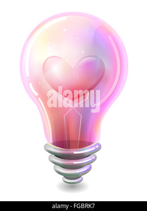 Colorful Illustration of a Light Bulb with a Heart Inside It Stock Photo