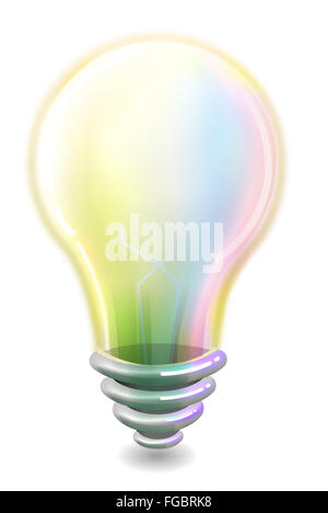Illustration of a Light Bulb with Colorful Gases Inside Stock Photo