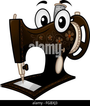 Mascot Illustration of a Vintage Sewing Machine Stock Photo