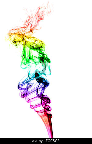 Colored smoke on white background Stock Photo