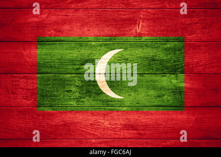 flag of  the Maldives or  banner on wooden background Stock Photo