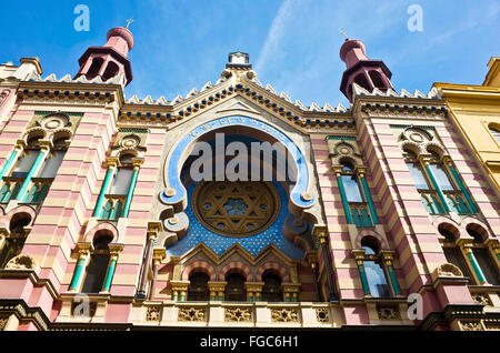 facade of the Jerusalem or Jubilee synagogue in Prague, Czech republic Stock Photo