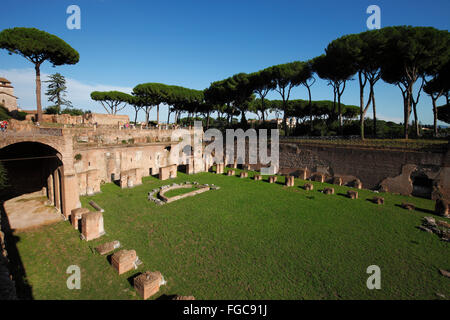 Hippodrome Stadium of Domitian on the Palatine Hill in Rome, Italy; Lo Stadio di Domiziano (Circus Agonalis), Roma, Italia Stock Photo