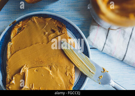 Peanut butter sandwiches or toasts Stock Photo