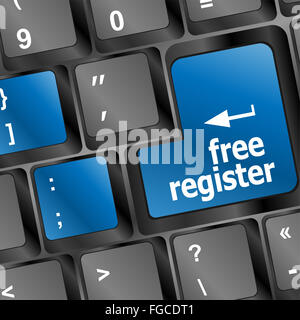 free register computer key showing internet concept Stock Photo