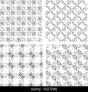 Set of monochrome geometric seamless patterns, backgrounds collection Stock Photo