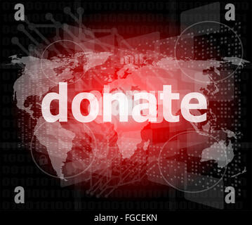 business concept: words donate on digital touch screen Stock Photo
