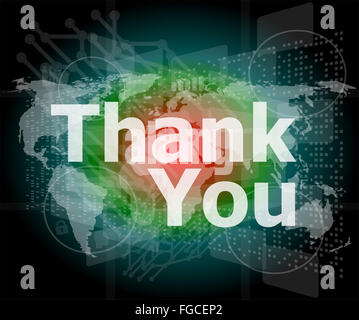 The word thank you on business digital screen, social concept Stock Photo