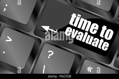 time to evaluate word on computer keyboard - social network concept Stock Photo