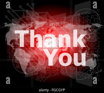 The word thank you on digital screen, social concept Stock Photo