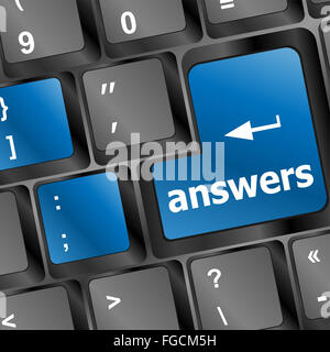 answers concept on the modern keyboard Stock Photo