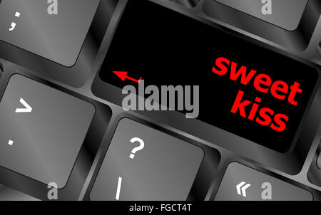 sweet kiss words showing romance and love on keyboard keys Stock Photo