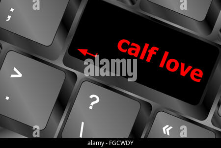 calf love words showing romance and love on keyboard keys Stock Photo