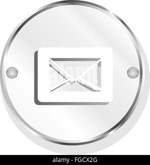 mail envelope icon on glossy button isolated on white Stock Photo