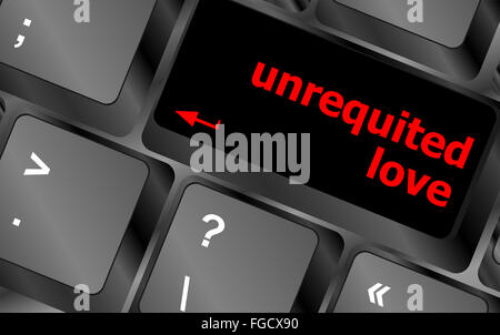 unrequited love on key or keyboard showing internet dating concept Stock Photo